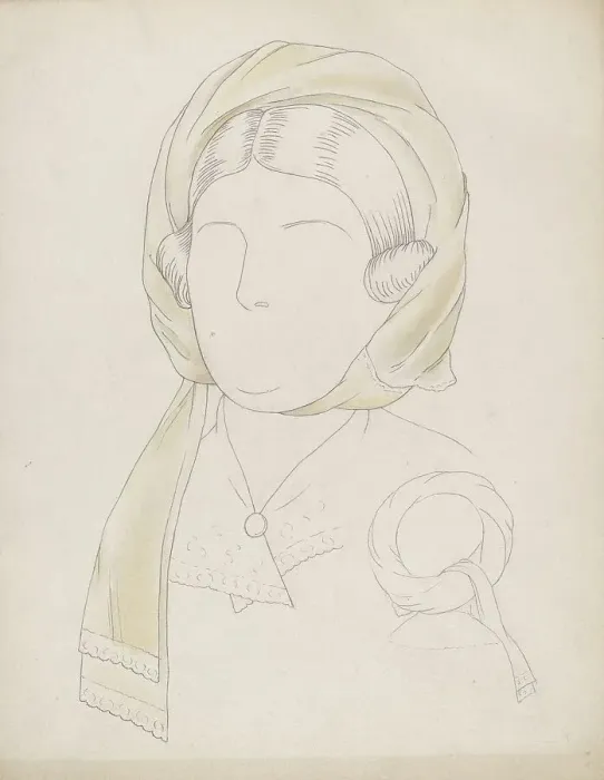 Framed Print : Headdress, c. 1937. Creator: Eva Noe Framed Print : Headdress, c. 1937. Creator: Eva Noe