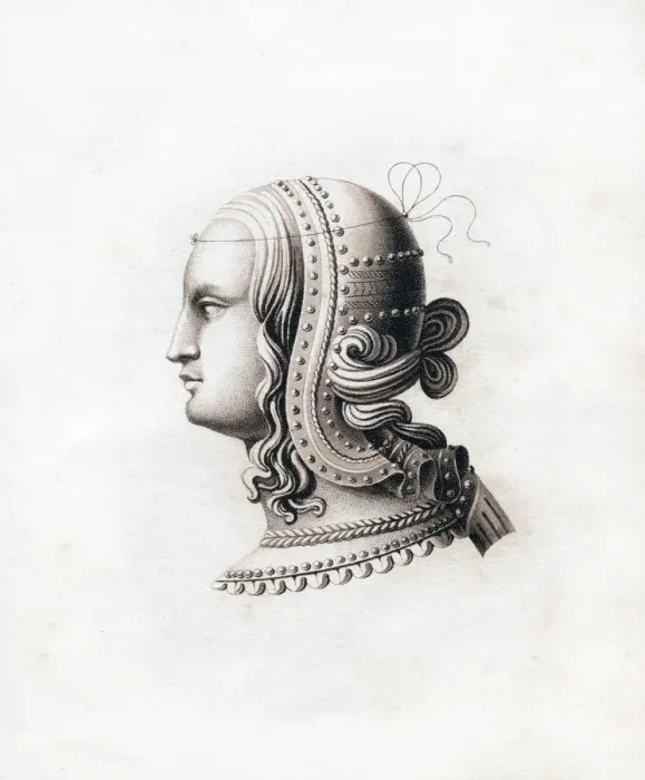 Framed Print : Headdress, early 16th century, (1843). Artist: Henry Shaw Framed Print : Headdress, early 16th century, (1843). Artist: Henry Shaw