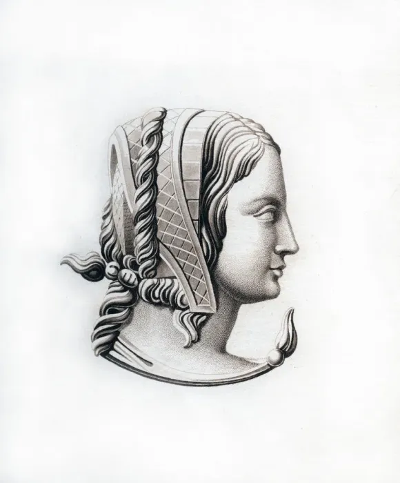 Framed Print : Headdress, early 16th century, (1843). Artist: Henry Shaw Framed Print : Headdress, early 16th century, (1843). Artist: Henry Shaw