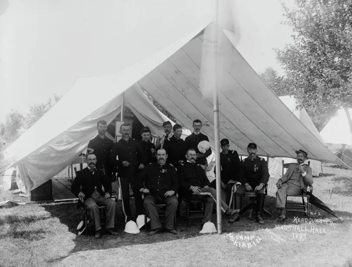 Framed Print : Headquarters, [Camp McKibbin, Maryland], 1893. Creator: William Cruikshank