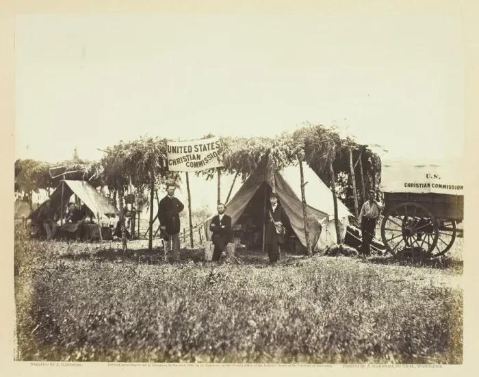 Framed Print : Headquarters Christian Commission in the Field, September 1863. Creator: James Gardner Framed Print : Headquarters Christian Commission in the Field, September 1863. Creator: James Gardner