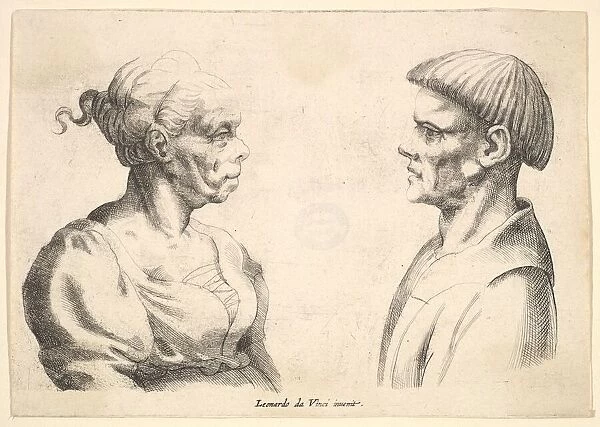 Two heads, 1625-77. Creator: Wenceslaus Hollar