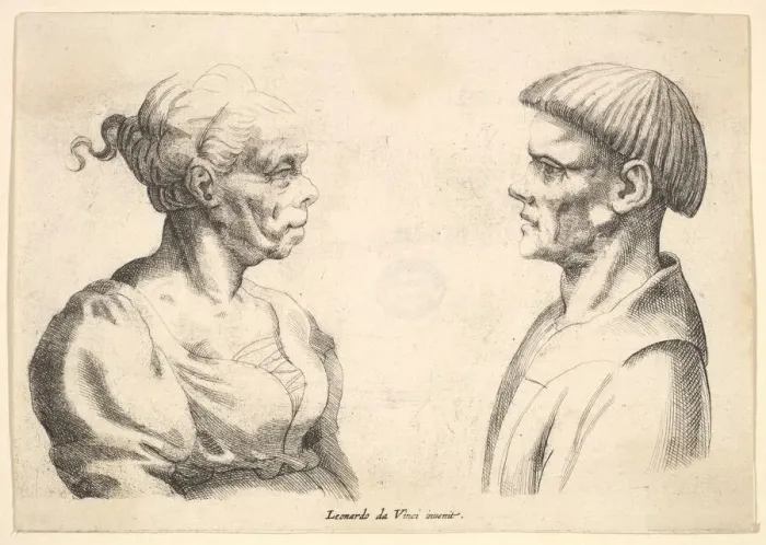 Framed Print : Two heads, 1625-77. Creator: Wenceslaus Hollar Framed Print : Two heads, 1625-77. Creator: Wenceslaus Hollar