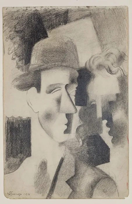Framed Print : Two Heads, 1921. Creator: Roger de la Fresnaye Framed Print : Two Heads, 1921. Creator: Roger de la Fresnaye