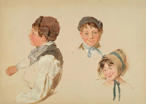 Heads of Children, Boy and Girl, Three Studies, 1850. Creator