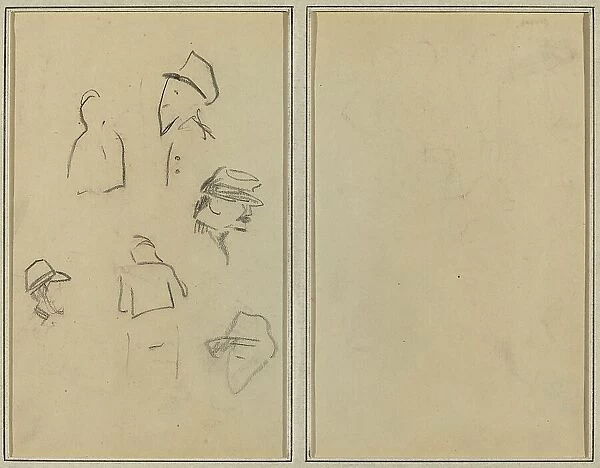 Four Heads and Two Figures [verso], 1884-1888. Creator: Paul Gauguin