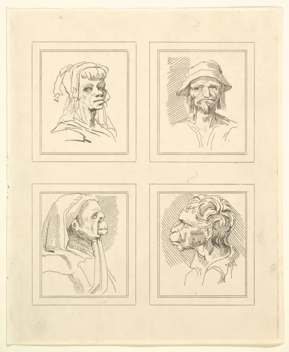 Framed Print : Four Heads (from Characaturas by Leonardo da Vinci, from Drawings by Wincelslaus Hollar Framed Print : Four Heads (from Characaturas by Leonardo da Vinci, from Drawings by Wincelslaus Hollar