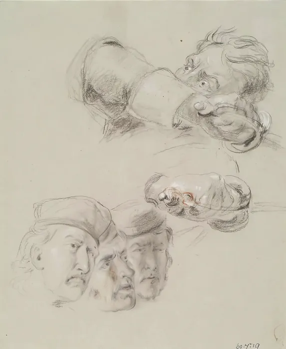 Framed Print : Heads and Hands - Study for The Battle of Prestonpans, c1842. Creator: William Allan Framed Print : Heads and Hands - Study for The Battle of Prestonpans, c1842. Creator: William Allan