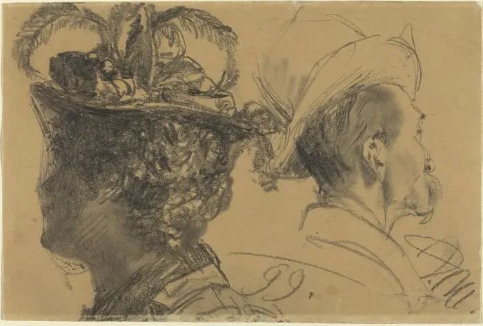 Framed Print : Heads of a Man and a Woman, 1899. Creator: Adolph Menzel Framed Print : Heads of a Man and a Woman, 1899. Creator: Adolph Menzel