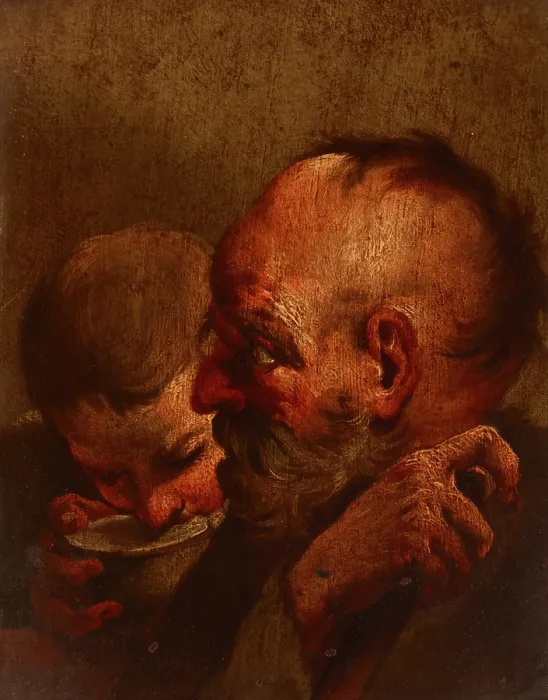 Framed Print : Heads of an Old Man and a Youth, 18th century. Creator: Unknown Framed Print : Heads of an Old Man and a Youth, 18th century. Creator: Unknown