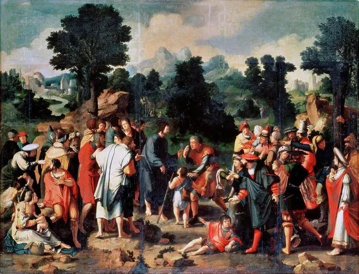 Framed Print : The Healing of Blind Man of Jericho, (Central panel), 1531. Artist: Lucas van Leyden Framed Print : The Healing of Blind Man of Jericho, (Central panel), 1531. Artist: Lucas van Leyden