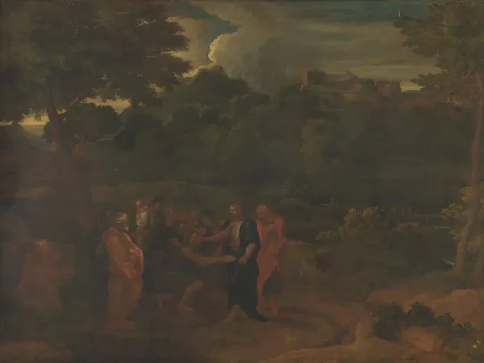 Framed Print : The Healing of the Two Blind Men at Jericho, 1600-1699. Creator: Nicolas Poussin Framed Print : The Healing of the Two Blind Men at Jericho, 1600-1699. Creator: Nicolas Poussin