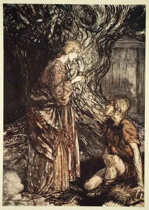 Framed Print : This healing and honeyed draught of Mead deign to accept from me, 1910. Artist Framed Print : This healing and honeyed draught of Mead deign to accept from me, 1910. Artist