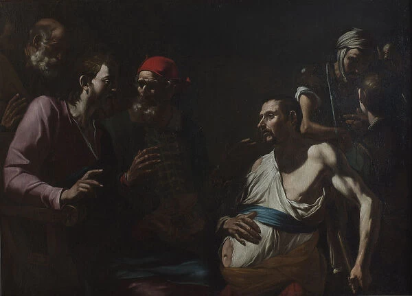 Healing a man with dropsy, c. 1630. Creator: Preti, Gregorio (1603-1672)