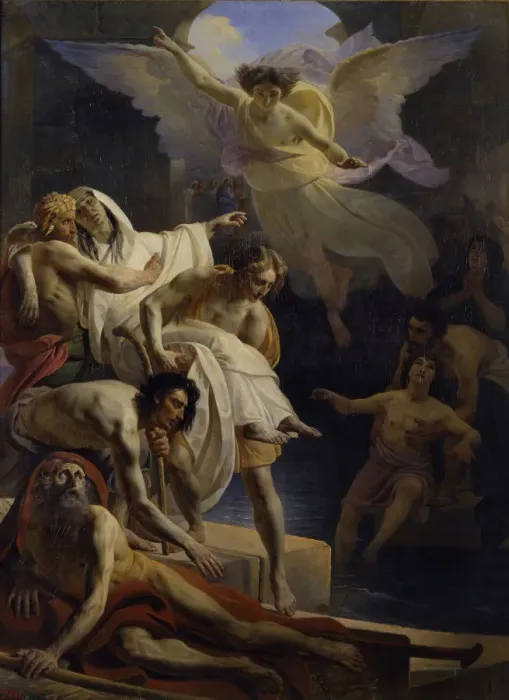 Framed Print : The healing at the Pool of Siloam, 1845. Artist: Kapkov, Yakov Fyodorovich (1816-1854) Framed Print : The healing at the Pool of Siloam, 1845. Artist: Kapkov, Yakov Fyodorovich (1816-1854)