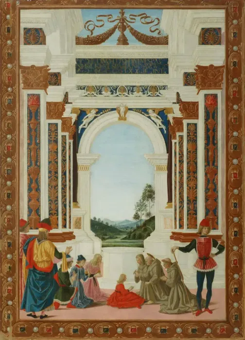 Framed Print : The Healing Wonder of Saint Bernard, c. 1473. Artist: Perugino (ca. 1450-1523) Framed Print : The Healing Wonder of Saint Bernard, c. 1473. Artist: Perugino (ca. 1450-1523)