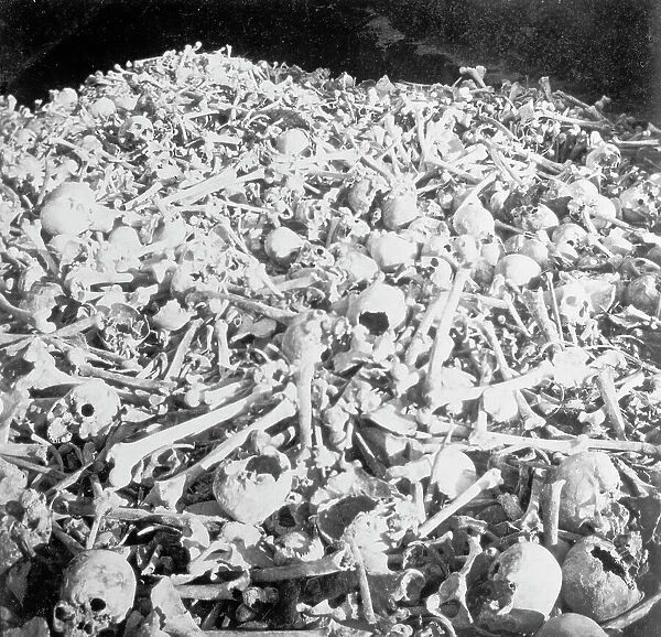 A Heap of bones in the cemetery, Necropolis Cristobal Colon, Havana, between 1895 and 1910. Creator: Unknown