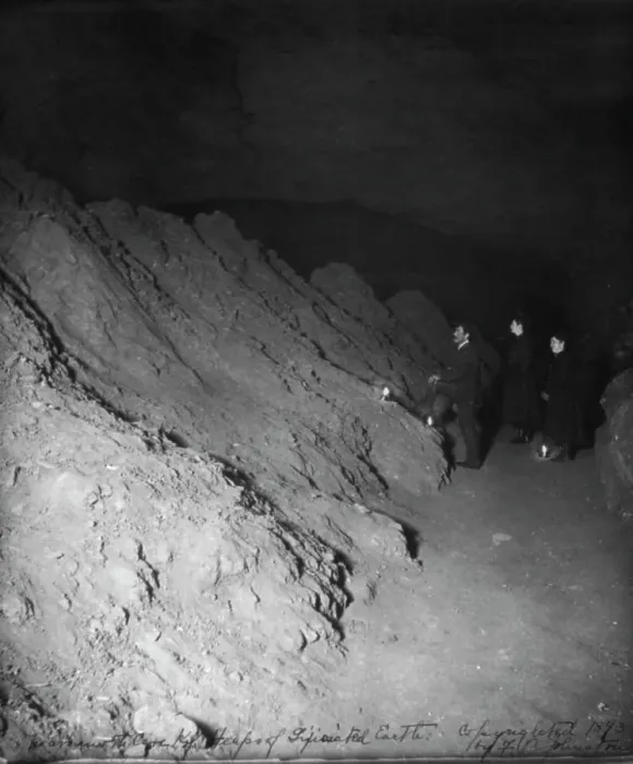 Framed Print : Heaps of earth - Mammoth Cave, Edmondson County, Kentucky, c1893. Creator: Frances Benjamin Johnston Framed Print : Heaps of earth - Mammoth Cave, Edmondson County, Kentucky, c1893. Creator: Frances Benjamin Johnston
