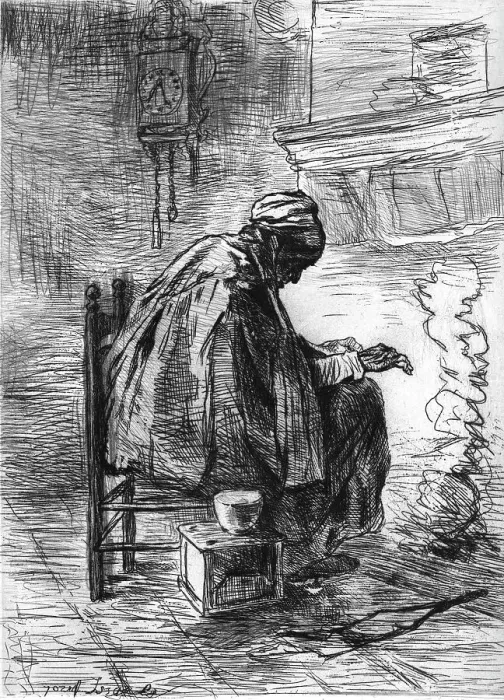Framed Print : The Hearth, after Josef Israels, c1880-83. Creator: Jozef Israels Framed Print : The Hearth, after Josef Israels, c1880-83. Creator: Jozef Israels