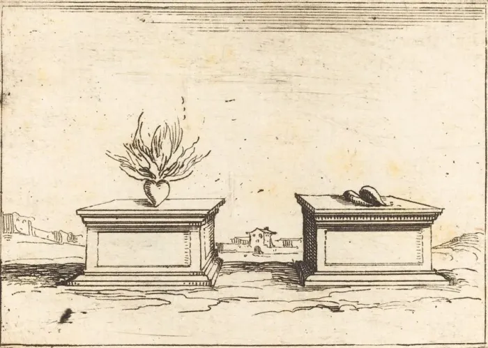 Framed Print : Two Hearts, 1628. Creator: Jacques Callot Framed Print : Two Hearts, 1628. Creator: Jacques Callot