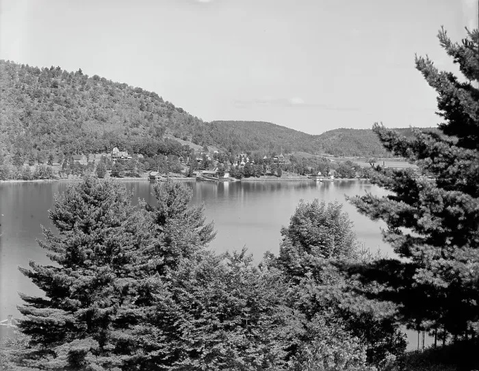 Framed Print : Hearts Bay from Rogers Rock Hotel, Lake George, N.Y. between 1900 and 1910. Creator: William H. Jackson Framed Print : Hearts Bay from Rogers Rock Hotel, Lake George, N.Y. between 1900 and 1910. Creator: William H. Jackson