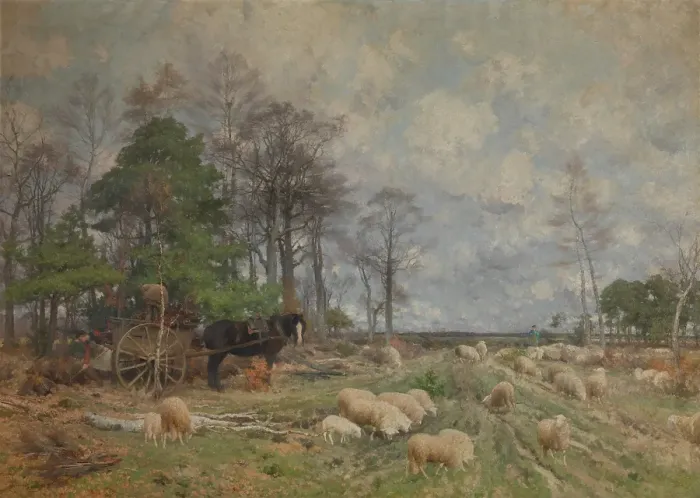 Framed Print : Heathland in Spring, c1870-1890. Creator: Florent Crabeels Framed Print : Heathland in Spring, c1870-1890. Creator: Florent Crabeels