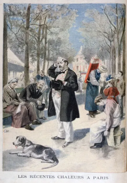 Framed Print : Heatwave in Paris, 1895. Artist: F Meaulle Framed Print : Heatwave in Paris, 1895. Artist: F Meaulle