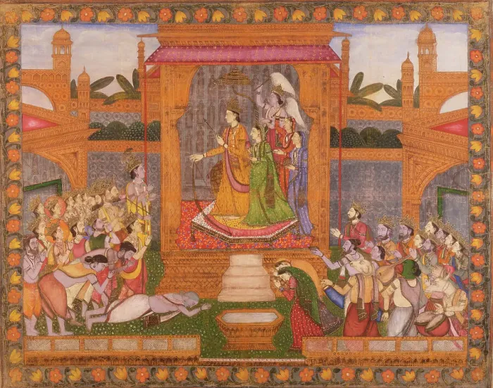 Framed Print : The Heavenly Audience of Shiva and Parvati (image 1 of 3), between c1830 and c1850. Creator: Unknown Framed Print : The Heavenly Audience of Shiva and Parvati (image 1 of 3), between c1830 and c1850. Creator: Unknown