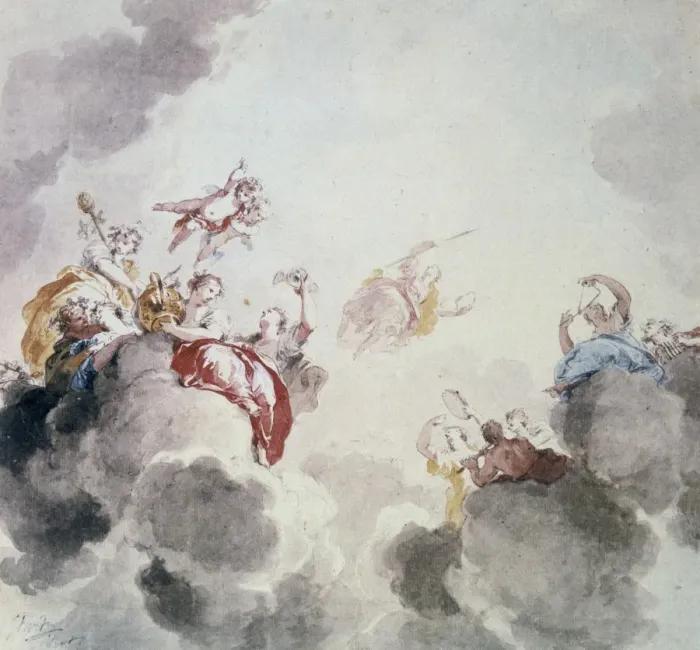 Framed Print : Heavenly scene, 18th century. Artist: Jacob de Wit Framed Print : Heavenly scene, 18th century. Artist: Jacob de Wit