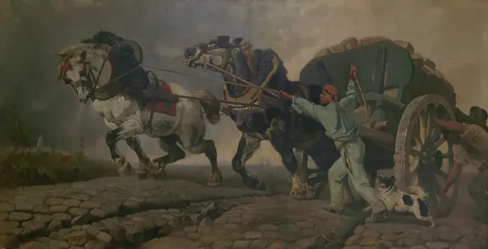 Framed Print : The Heavy Load, 1857. Creator: Charles Verlat Framed Print : The Heavy Load, 1857. Creator: Charles Verlat