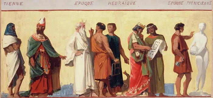 Framed Print : Hebrew period, Phoenician period: Sketch for the drawing room of the boys school in rue... 1879. Creator: Joseph Aubert Framed Print : Hebrew period, Phoenician period: Sketch for the drawing room of the boys school in rue... 1879. Creator: Joseph Aubert