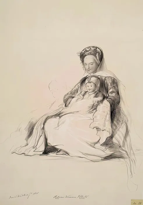 Framed Print : Hebrew Woman and Child, 1840. Creator: Joseph Nash Framed Print : Hebrew Woman and Child, 1840. Creator: Joseph Nash