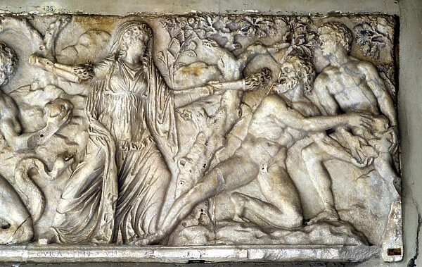 Hecate and giants, Roman relief