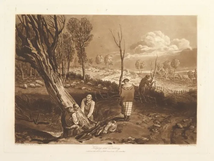 Framed Print : Hedging and Ditching (Liber Studiorum, part X, plate 47), May 23, 1812 Framed Print : Hedging and Ditching (Liber Studiorum, part X, plate 47), May 23, 1812
