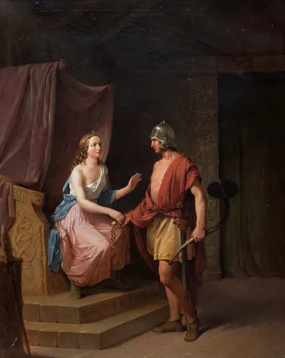 Framed Print : Heimdal hands over the Brisinga jewelry to Freya, 1846. Creator: Nils Andersson Framed Print : Heimdal hands over the Brisinga jewelry to Freya, 1846. Creator: Nils Andersson