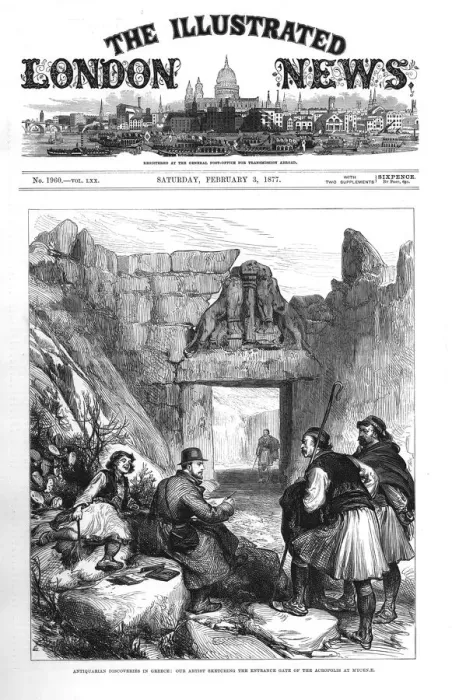 Framed Print : Heinrich Schliemanns excavations at Myceneae, 1877 Framed Print : Heinrich Schliemanns excavations at Myceneae, 1877