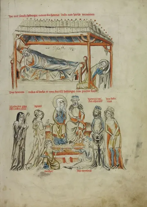 Framed Print : Heinrich Sleeping and Saint Hedwig Praying: Heinrich and Saint Hedwig with Their... 1353. Creator: Unknown Framed Print : Heinrich Sleeping and Saint Hedwig Praying: Heinrich and Saint Hedwig with Their... 1353. Creator: Unknown