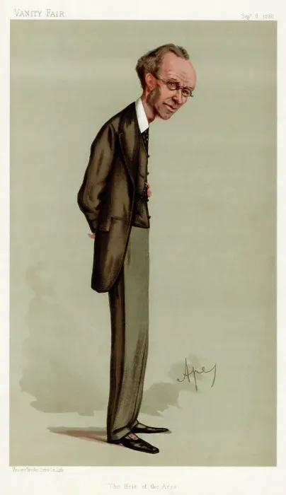 Framed Print : The Heir of the Ages, James Payn, English novelist, 1888. Artist: Carlo Pellegrini