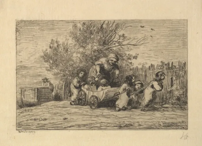 Framed Print : The Heirs to the Cart, 1861. Creator: Charles Francois Daubigny Framed Print : The Heirs to the Cart, 1861. Creator: Charles Francois Daubigny