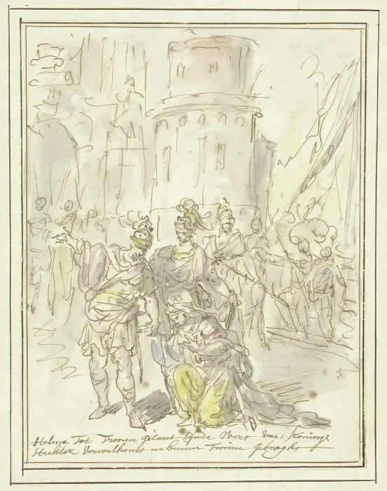 Framed Print : Helena is welcomed by Hector upon her arrival in Troy, 1677-1755. Creator: Elias van Nijmegen Framed Print : Helena is welcomed by Hector upon her arrival in Troy, 1677-1755. Creator: Elias van Nijmegen