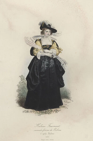 Helene Fourment, second wife of Rubens, engraving, 1870