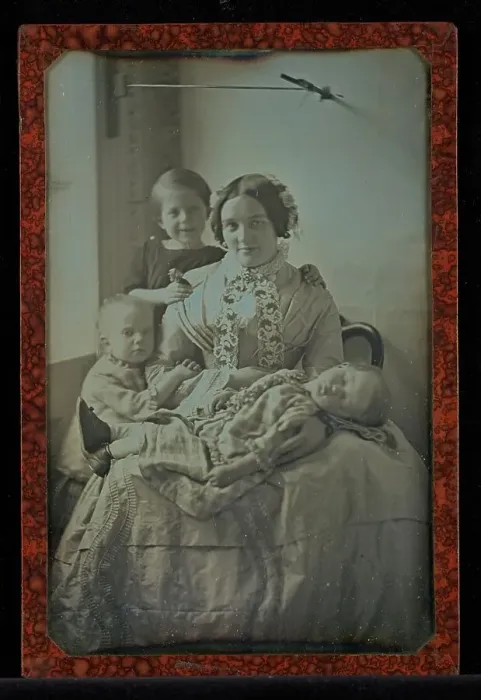 Framed Print : My Helene, On her Lap Little Mathilda Asleep, and Close By, Our Two Other Children, Robert... 1851. Creator: Hermann Carl Eduard Biewend Framed Print : My Helene, On her Lap Little Mathilda Asleep, and Close By, Our Two Other Children, Robert... 1851. Creator: Hermann Carl Eduard Biewend