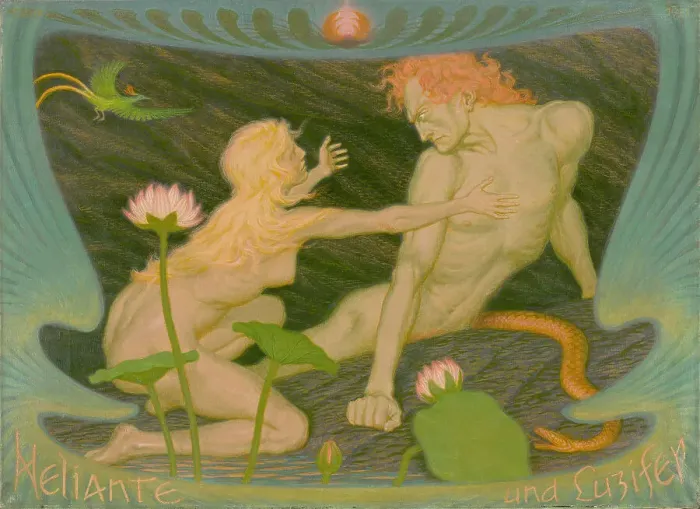 Framed Print : Heliante and Lucifer, 1933. Creator: Fidus (1868-1948) Framed Print : Heliante and Lucifer, 1933. Creator: Fidus (1868-1948)