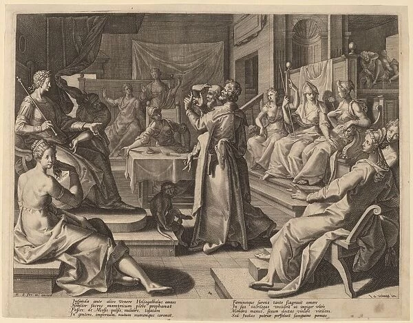 Heliogabalus and the Wise Women, 1589. Creator: Raphael Sadeler