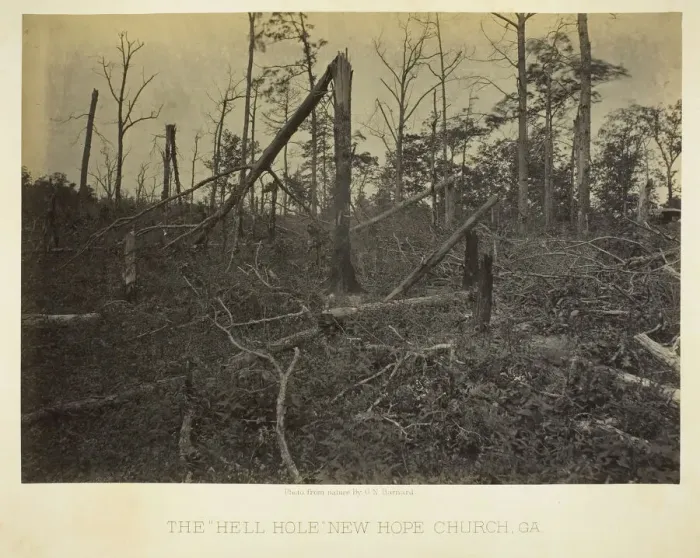 Framed Print : The Hell Hole, New Hope Church, GA, 1866. Creator: George N. Barnard Framed Print : The Hell Hole, New Hope Church, GA, 1866. Creator: George N. Barnard