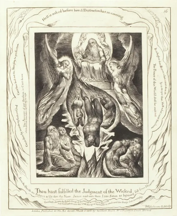 Framed Print : Hell is Naked Before Him and Destruction has no Covering, 1825. Creator: William Blake