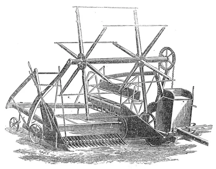 Framed Print : Hellard's Patent Victoria Side-Delivery Reaping and Mowing Machine, 1860. Creator: Unknown Framed Print : Hellard's Patent Victoria Side-Delivery Reaping and Mowing Machine, 1860. Creator: Unknown