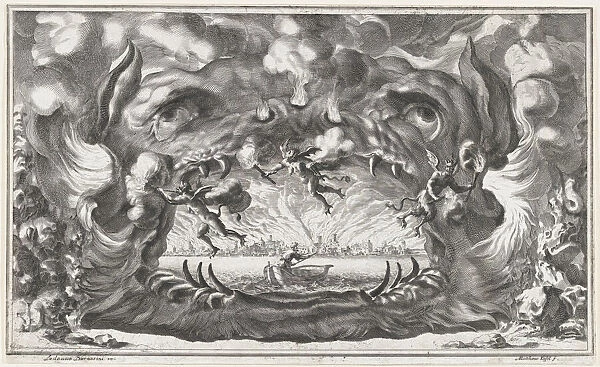 The hellmouth, set design from Il Pomo D'Oro, 1668. Creator: Mathaus Küsel