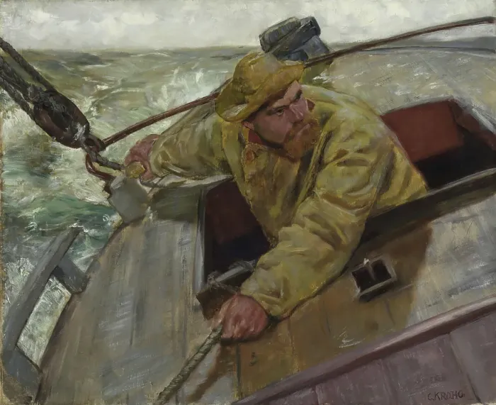 Framed Print : Helm a-lee!, 1882. Creator: Christian Krohg Framed Print : Helm a-lee!, 1882. Creator: Christian Krohg