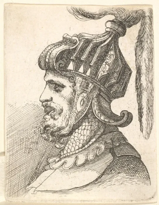 Framed Print : Helmeted head, 1662-78. Creator: Francis Place Framed Print : Helmeted head, 1662-78. Creator: Francis Place